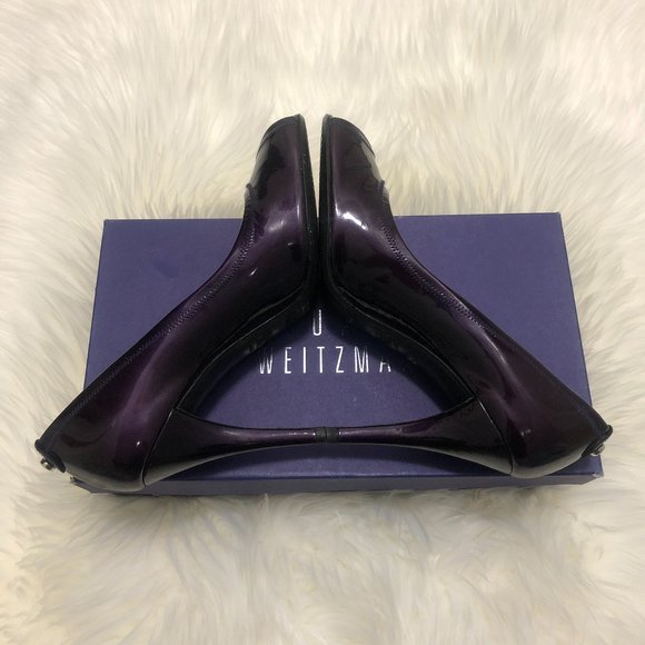 Stuart Weitzman Avignon Grape Soft Patent Peep Toe Heels - Size 7B - Picture 3 of 10